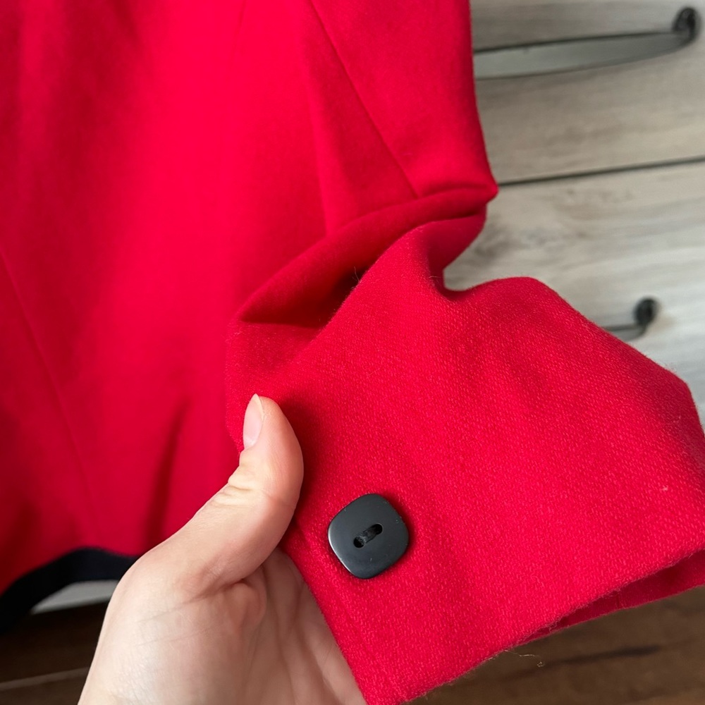 Vintage Red with black detailing blazer , beautiful cut, wool blend Medium-Large - Picture 4 of 6